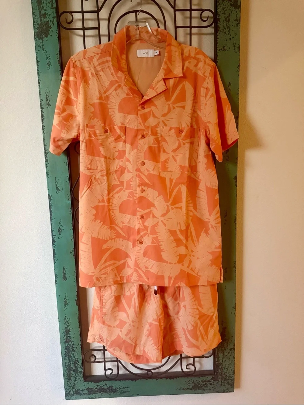 Onia Matching Resort Set | Coral Tropical Camp Shirt & Swim Trunks | Size Smalll
